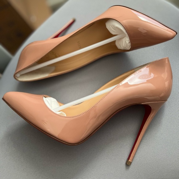 🎉SOLD🎉 CHRISTIAN LOUBOUTIN Pigalle Follies 100 Nude Patent 37.5 Authentic NEW - Picture 5 of 16